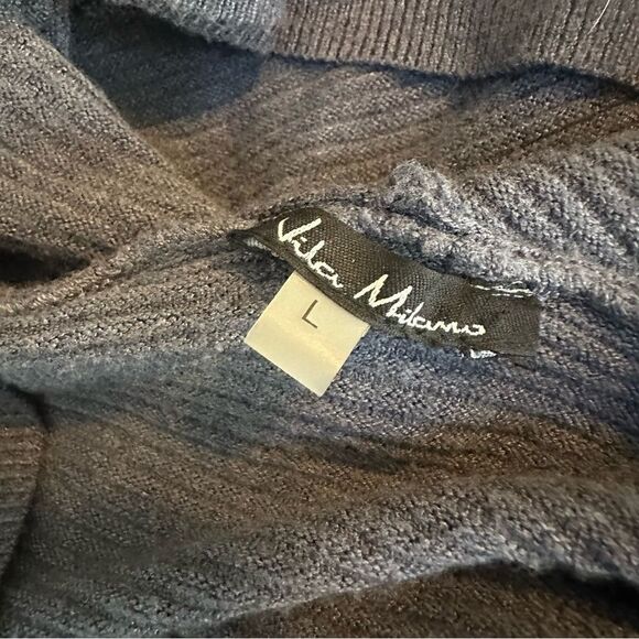 Oversized dropped sleeve rib knit pullover hooded sweater w kangaroo pocket L - Picture 3 of 6